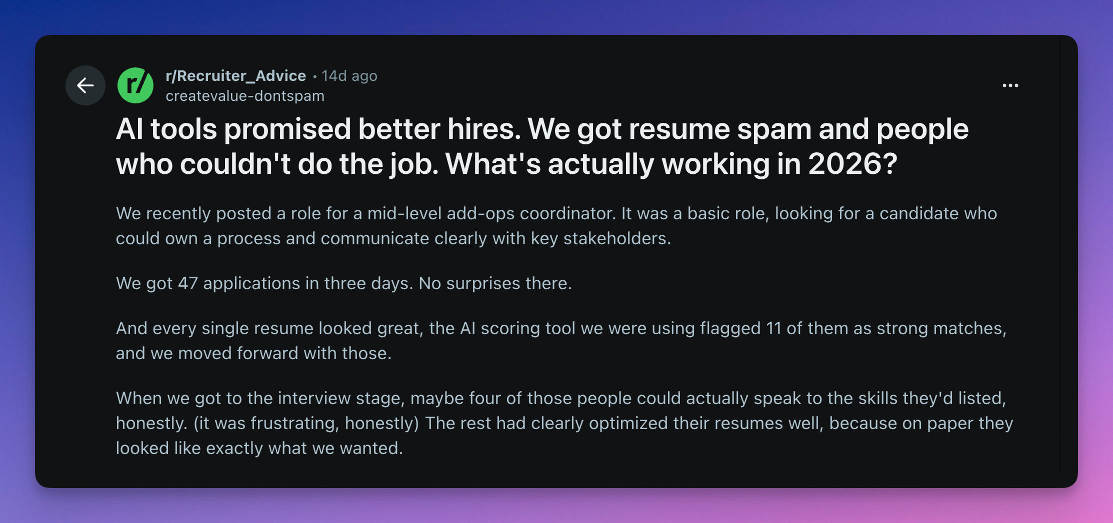 Competitor complaint thread
