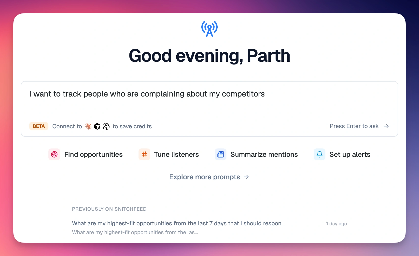Setting up a Listener in SnitchFeed