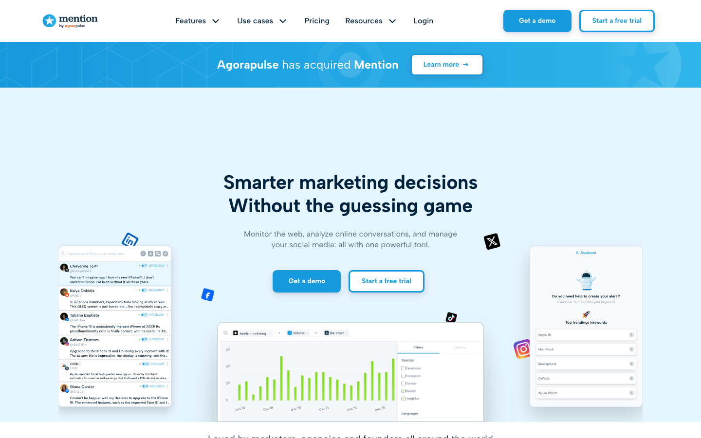 Mention homepage, a mid-market Brandwatch alternative built for agencies
