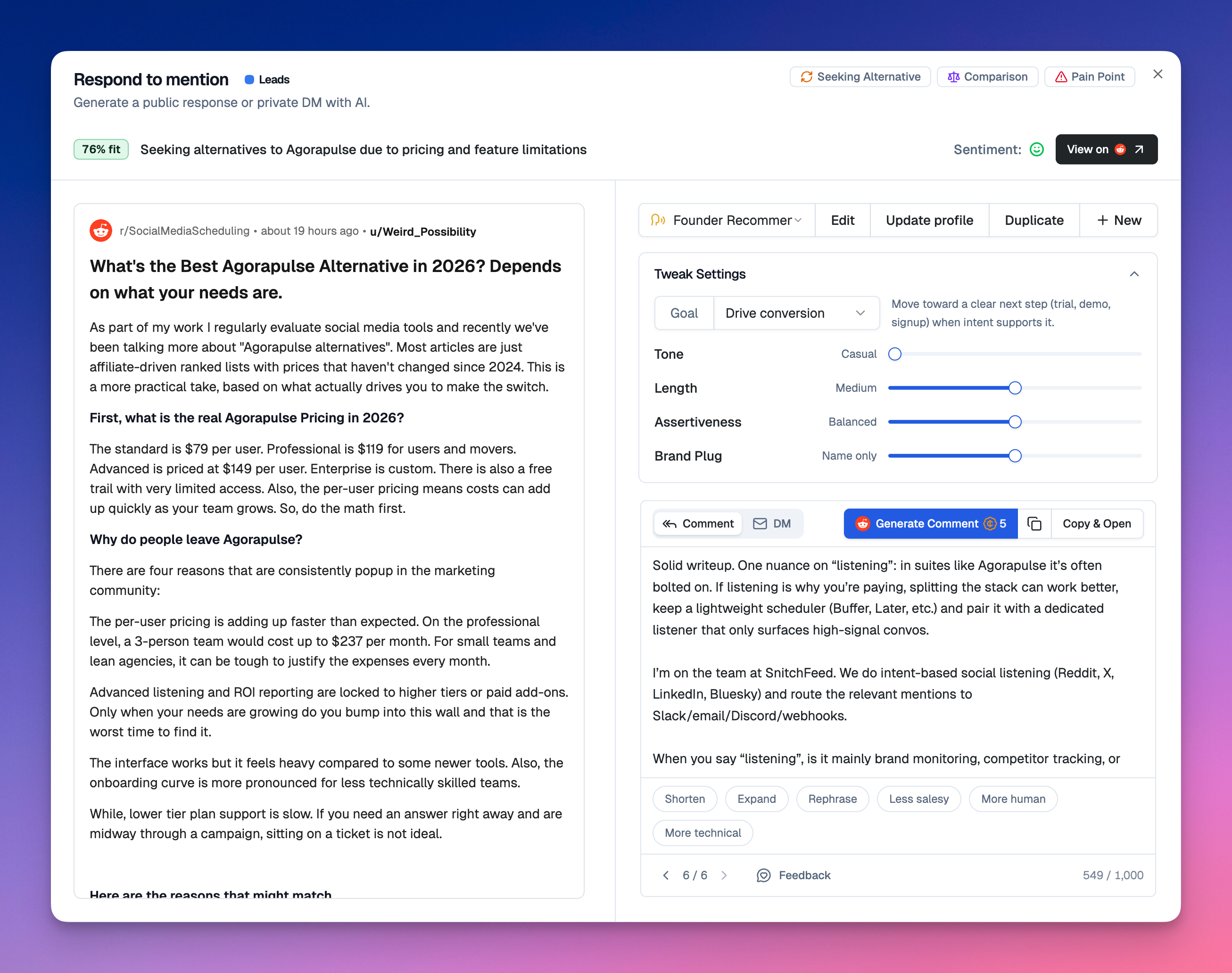 AI Response Drafts example